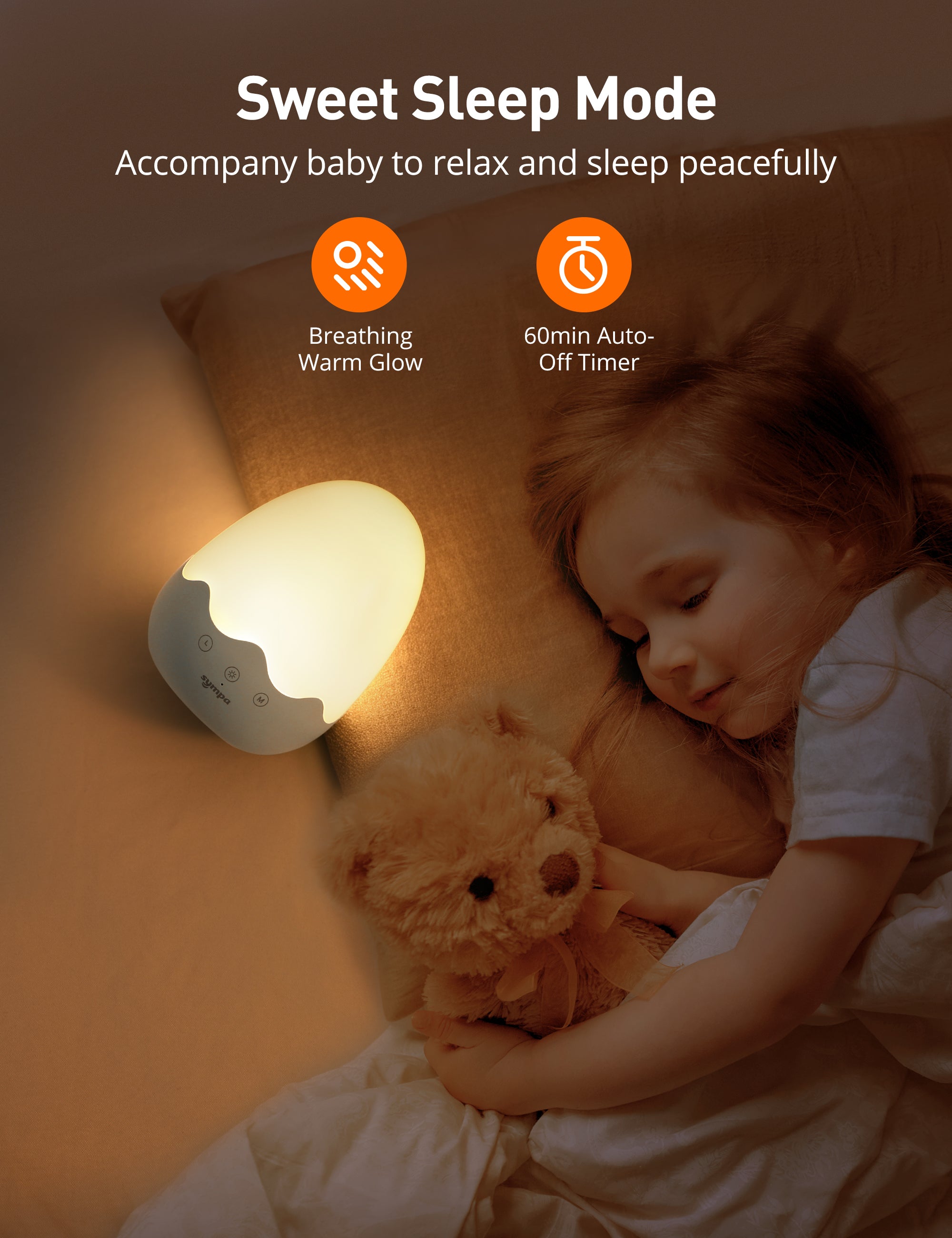 Sympa Night Light Children Breastfeeding Light Baby Dimmable With 3 Color Temperatures And 5 Brightness Levels CL038