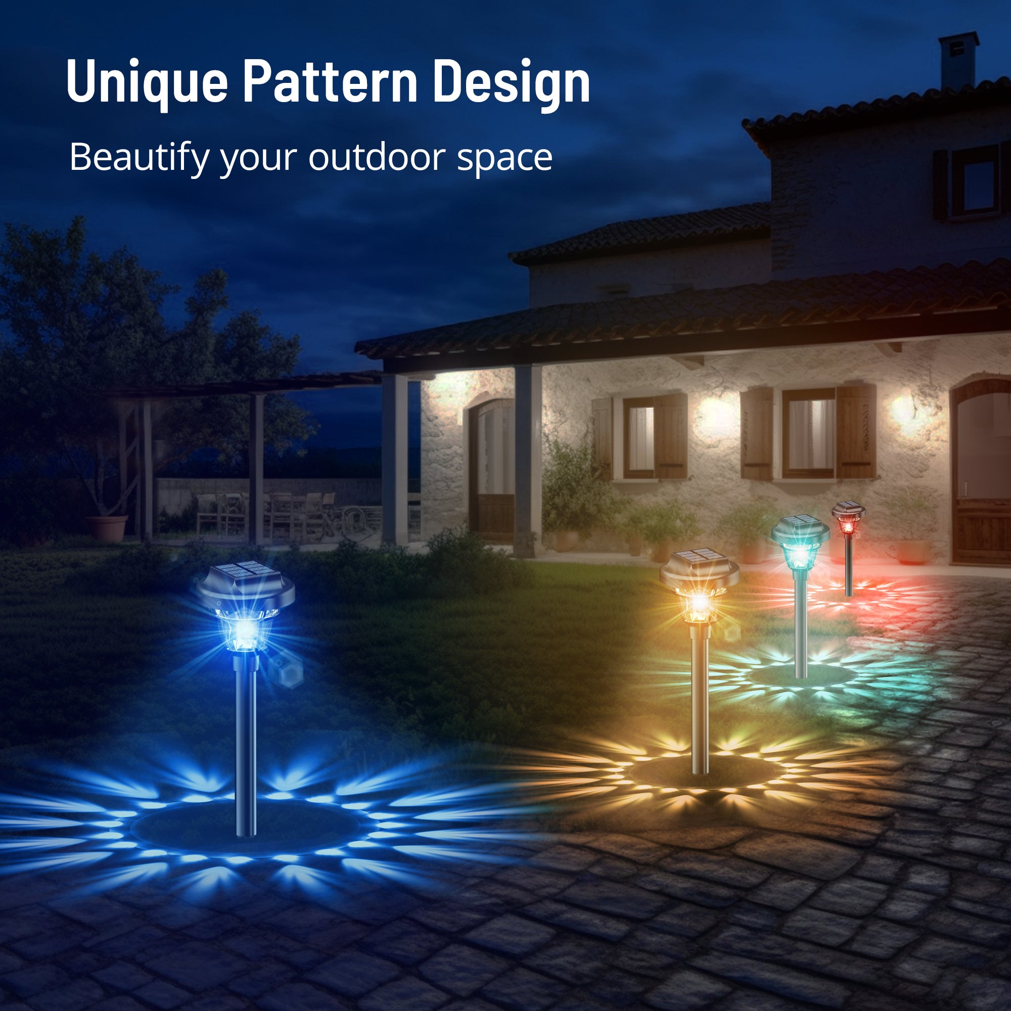 Solar Outdoor Lights, RGB Color Changing, LED Solar Lights Outdoor Waterproof,12 Hrs Long Lasting NB-OL005