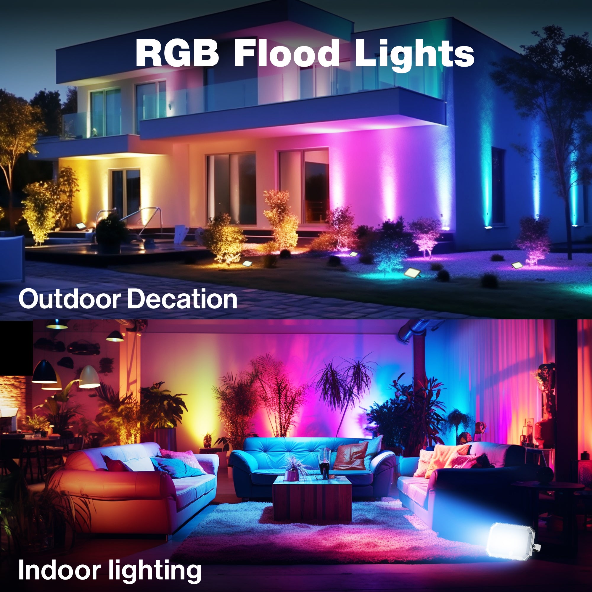 LED Flood Light, RGB Color Changing Flood Lights Outdoor, Smart Low Voltage Landscape Lights with App Control, 2700-6500K, IP65 Pathway Lights OL011