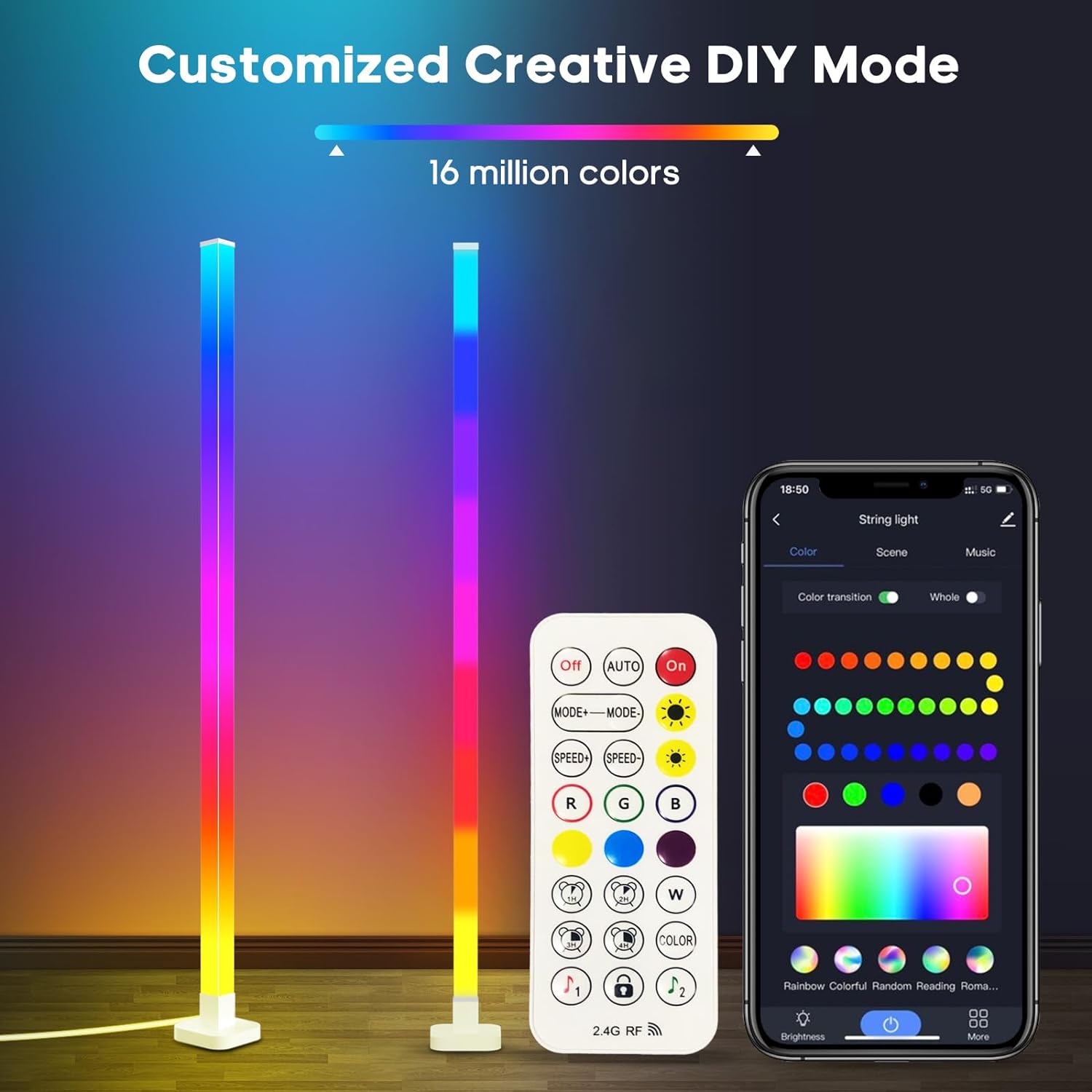 Sympa LED Floor Lamp, Smart RGB Corner Lamp with App and Remote Control