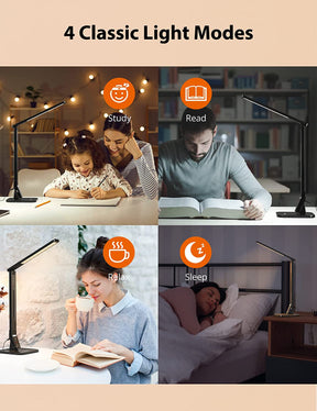 Eye-Caring LED Desk Lamp, sympa Dimmable Table Lamp with 4 Lighting Modes, 5 Brightness Levels