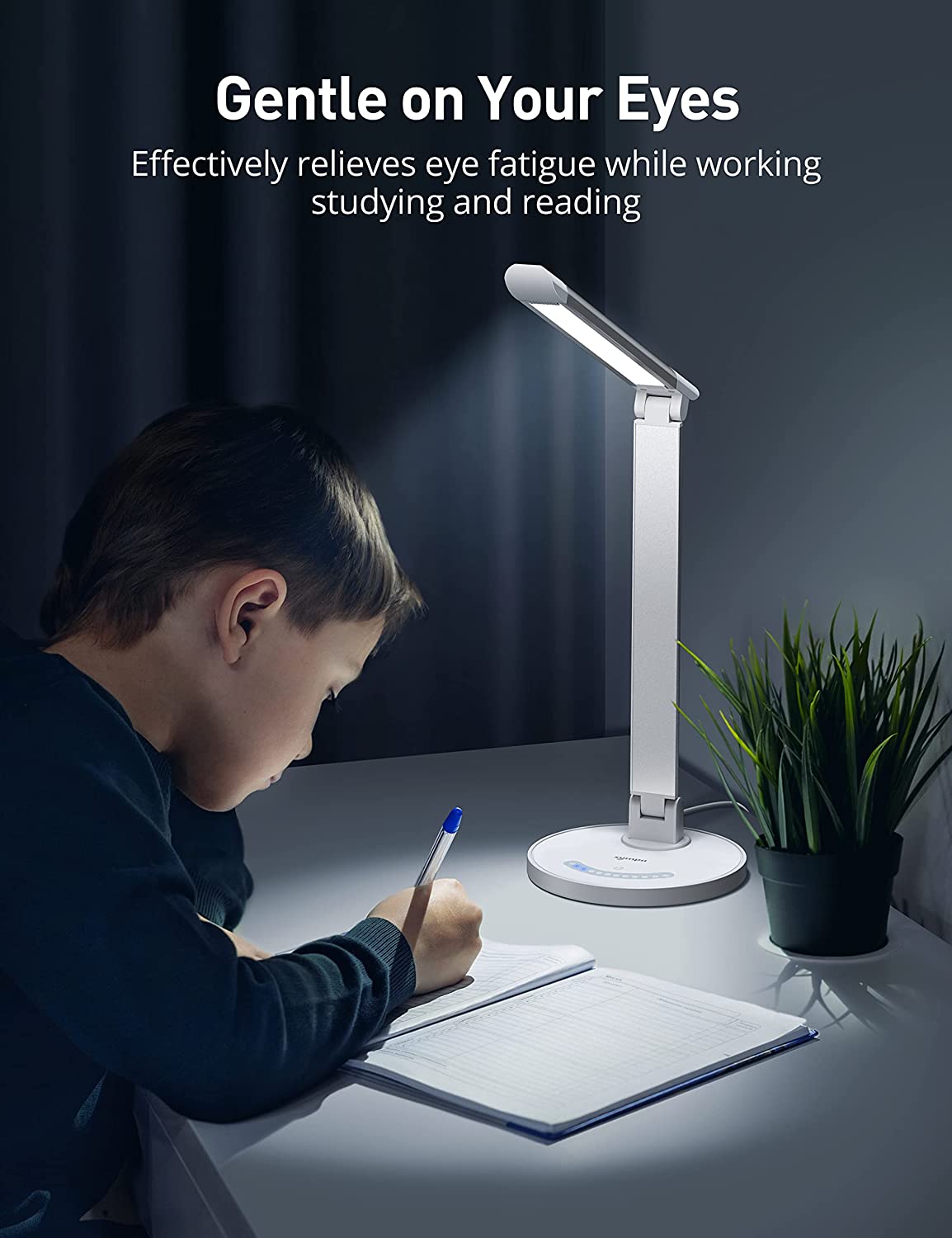 LED Desk Lamp, sympa Dimmable Table Lamp with 7 Brightness Levels, 5 Color Temperatures, USB Charging Port, Touch Control, Memory Function